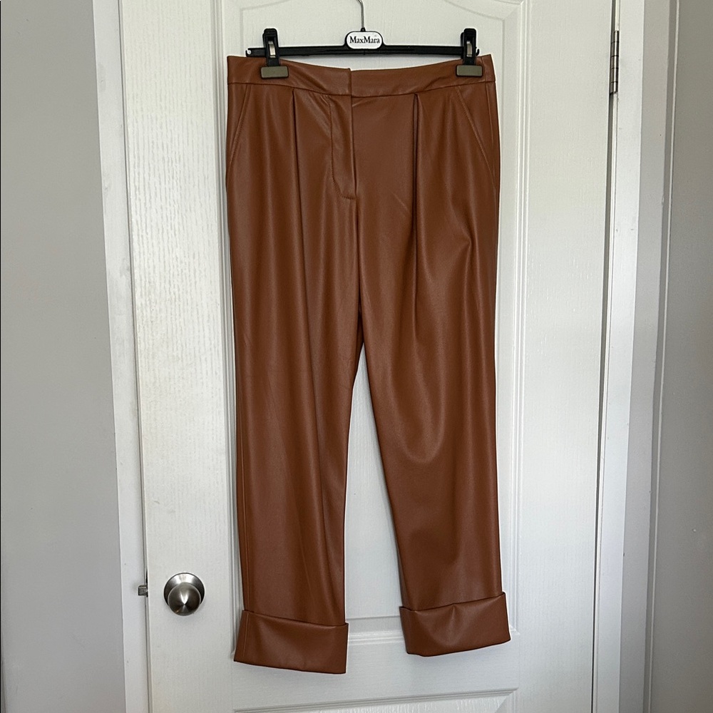 Trina Turk Faux Leather Cuffed Pants - Brown